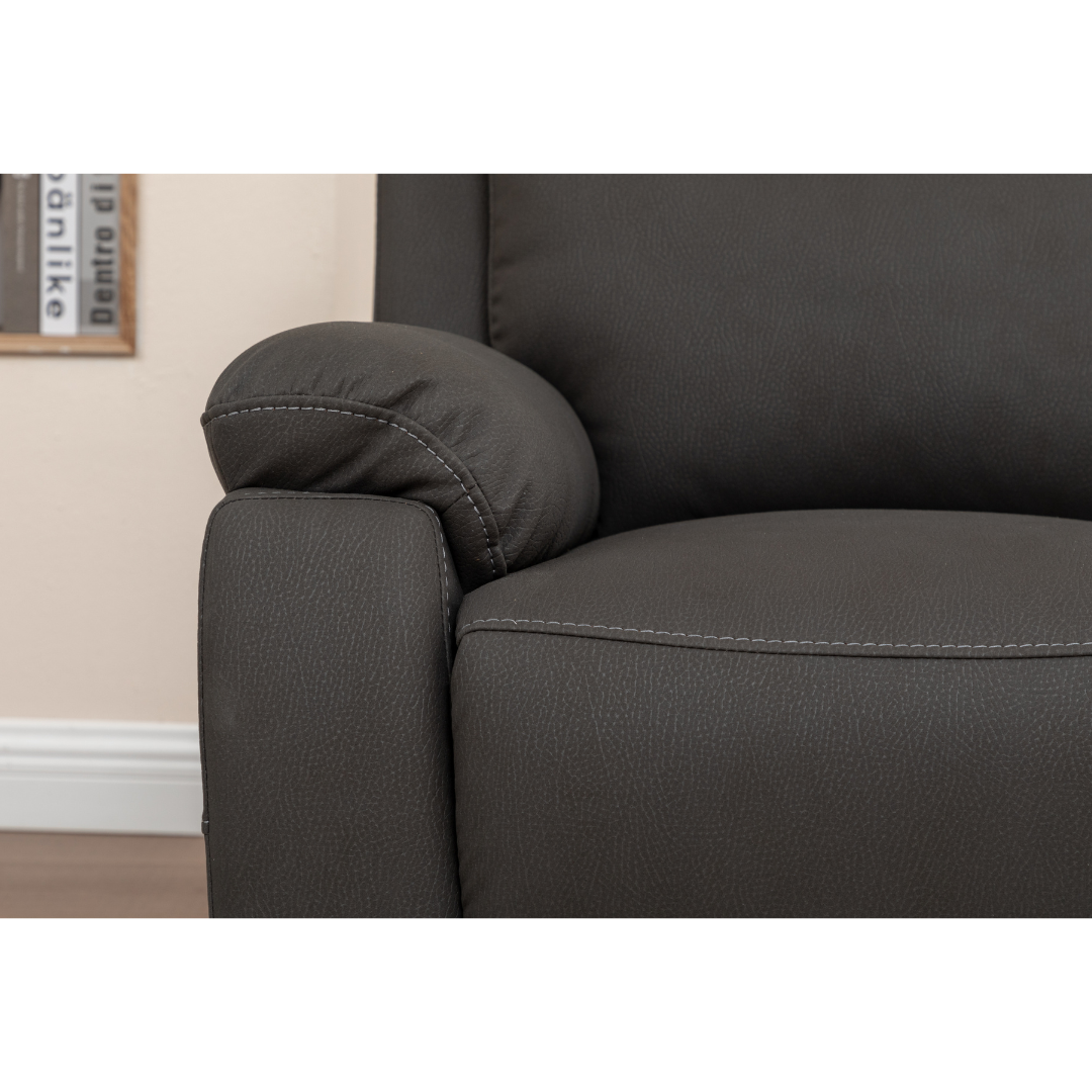 Close-up of the recliner handle on the side of a single Voss recliner chair.