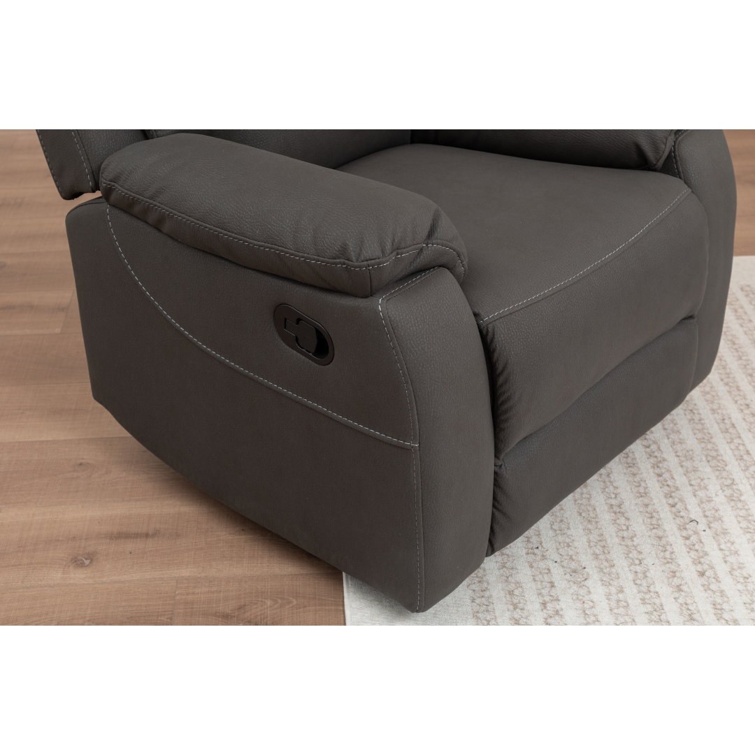 Close-up of the recliner handle on the side of a single Voss recliner chair