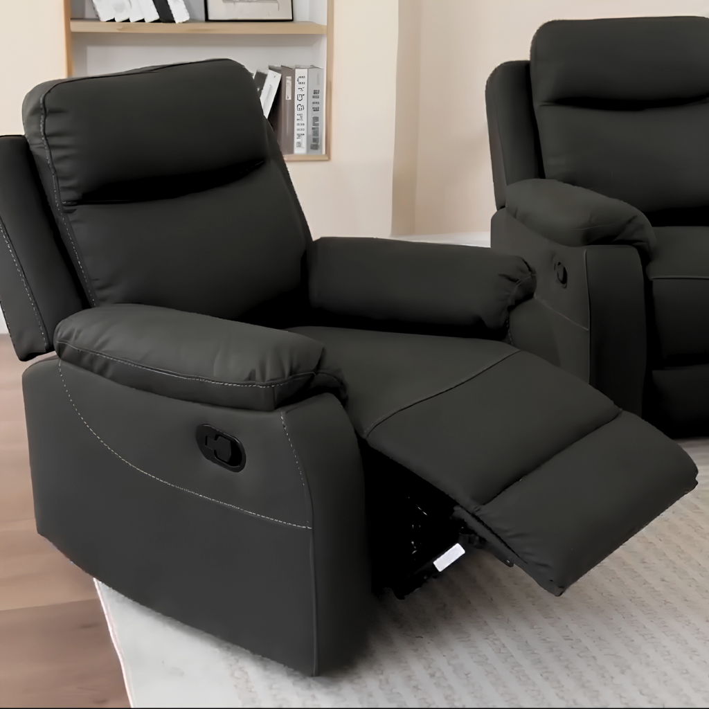 Voss 3+1+1 Rhino Lux Fabric Recliner Sofa Set
